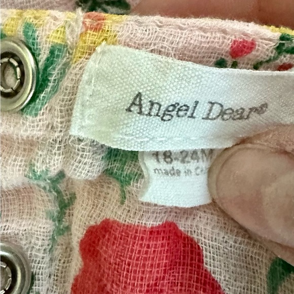 Angel Dear 18-24m Girl’s Pink Poppy Floral Muslin Dress with diaper cover. - Picture 4 of 5